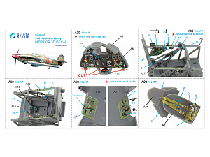 3D Декаль интерьера кабины для семейства Hurricane (Italeri/Tamiya)