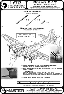 Дополнения из латуни 1/72 Стволы американского пулемета cal. 50 Browning M2 для  Boeing B-17