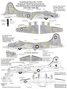 Декаль 1/72 Boeing B-17F/B-17G Flying Fortress (3) (Microscale)