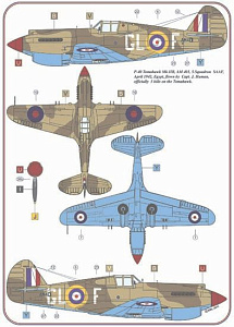 Декаль 1/72 Curtiss P-40C Tomahawk Mk.II RAF WWII x 5 USAF WWII x 1 (AML)