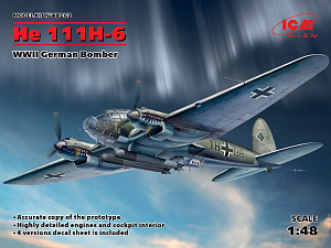 Сборная модель 1/48 Heinkel He 111H-6 German Bomber (4x camo) (ICM)