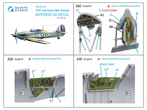 3D Декаль интерьера кабины для семейства Hurricane Mk.I (Airfix)