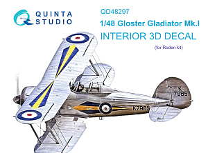 3D Декаль интерьера кабины Gloster Gladiator MKI (Roden)