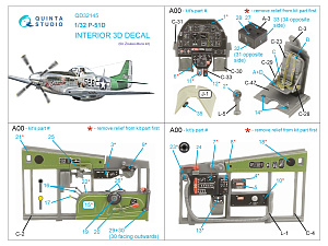 3D Декаль интерьера кабины P-51D Mustang (Zoukei-Mura SWS)