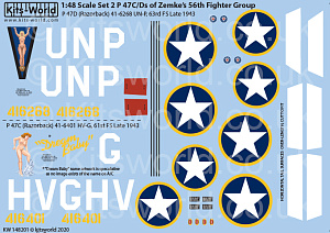 Декаль 1/48 Republic P-47 Thunderbolt 'Razorback' (Kits-World)