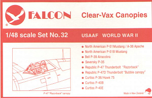 Набор остекления 1/48 Истребители ВВС Армии США во Второй мировой войне (Falcon)