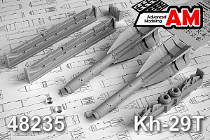 Дополнения из смолы 1/48 Авиационная управляемая ракета Х-29T с АKУ-58-1 (Advanced Modeling)/ Су-17, Су-24, Су-25, Су-27, Су-33, Су-34, Су-35, Су-39, МиГ-27, МиГ-29, МиГ-31, МиГ-35