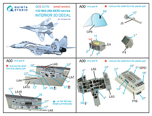 3D Декаль интерьера кабины MiG-29A NATO service (Trumpeter) (Малая версия)