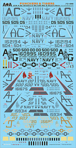 Декаль 1/72 Punchers & Tigers-USN Grumman A-6E Intruders in the Cold War & Desert Storm (AOA Decals)