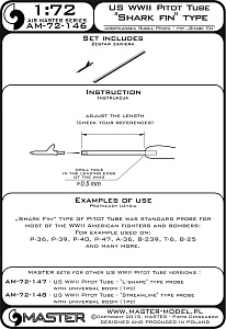 Дополнения из латуни 1/72 US WWII Pitot Tube - "Shark-fin" type probe (1 pc)