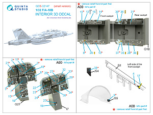 3D Декаль интерьера кабины F/A-18B (Academy) (малая версия)