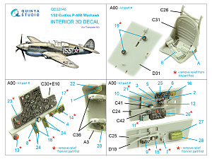 3D Декаль интерьера кабины P-40B Warhawk (Trumpeter)