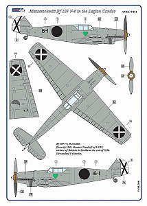 Декаль 1/72 Messerschmitt Bf-109V3,V4 / 2 decal versions Legion Condor in Spain (AML)