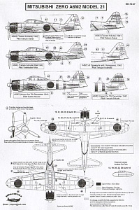 Декаль 1/72 Mitsubishi Zero A6M2 Model 21 (6) (Berna Decals)