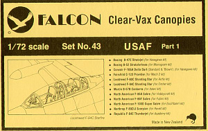 Набор остекления 1/72 ВВС США. Часть 1. 1950-е — 1980-е годы (Falcon)