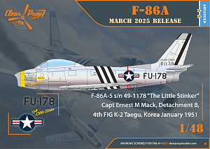 Сборная модель 1/48 F-86A in Korea early variants (3x camo) (Clear Prop)