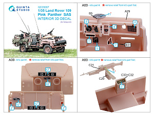 3D Декаль интерьера кабины Land Rover 109 Pink Panther SAS (Tamiya)