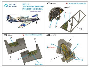 3D Декаль интерьера кабины для семейства Hurricane Mk.I (Arma Hobby)