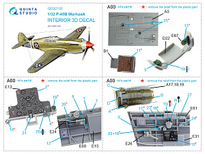 3D Декаль интерьера кабины P-40B (GWH)