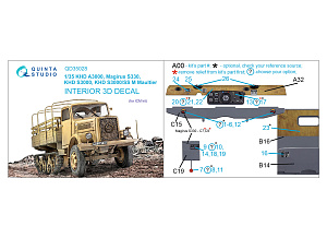 3D Декаль интерьера кабины KHD A3000, Magirus S330, KHD S3000, KHD S3000/SS M Maultier (ICM)