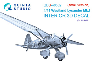 3D Декаль интерьера кабины Westland Lysander Mk.I (Airfix) (малая версия)