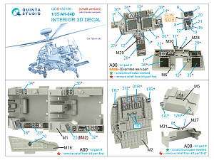 3D Декаль интерьера кабины AH-64D (Takom) (Малая версия) (с 3D-печатными деталями)