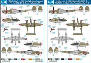 Декаль 1/48 Lockheed P-38F/G Lightning x 5 aircraft
