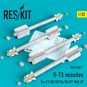 Дополнения из смолы 1/32 Советские ракеты Р-73 (4 шт.) (для Су-27/Су-30/Су-33/Су-34/Су-35/Су-37) 