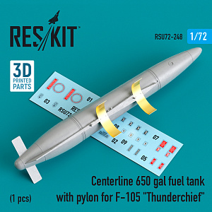 Дополнения из смолы 1/72 Centerline 650 gal fuel tank with pylons for Republic F-105D/F-105G(ResKit)