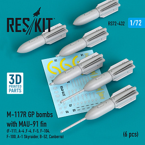 Дополнения из смолы 1/72 M-117R GP bombs with MAU-91 fin (6 pcs) (ResKit)