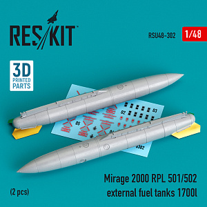 Дополнения из смолы 1/48 Dassault-Mirage 2000 RPL 501/502 external fuel tanks 1700lt (2pcs) (ResKit)